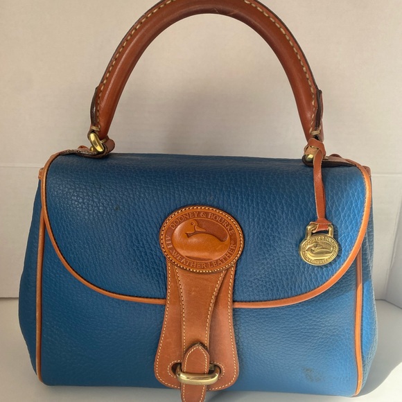 Dooney & Bourke Handbags - Vintage Dooney & Bourke French Blue and Tan Satchel - Rare
